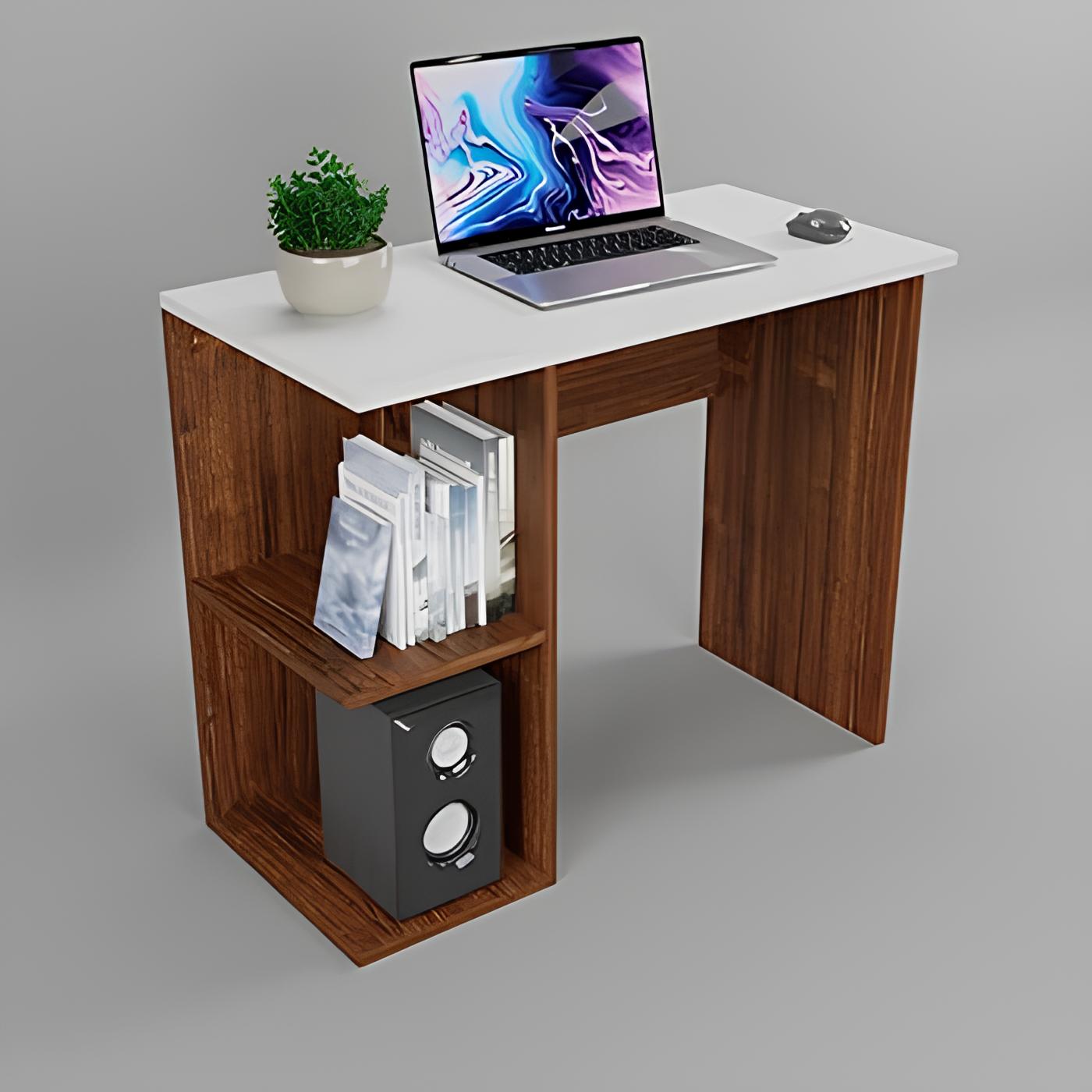 مكتب بمقاس 120 × 60 × 75 سم - أبيض وخشبي - AZ1173