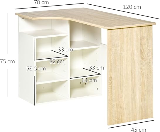 Desk 120 x 45 x 74 cm - Beige and White - AZ1055
