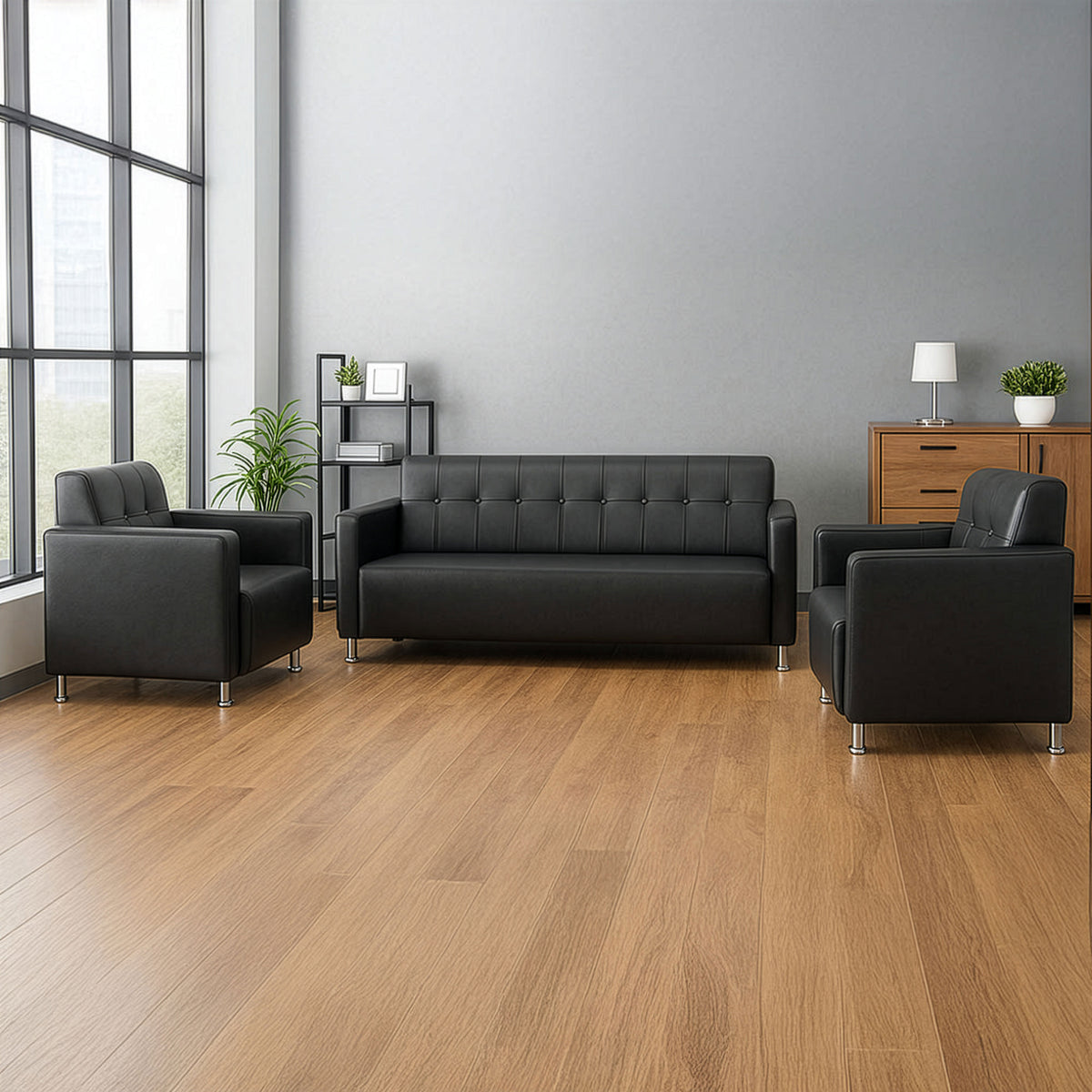 طقم كنب مكتبي – أسود – كريستال