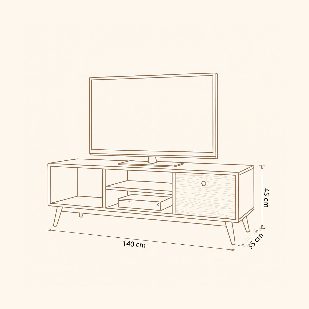 TV Table, 140 × 35 × 45 cm - MOD - AZ30076