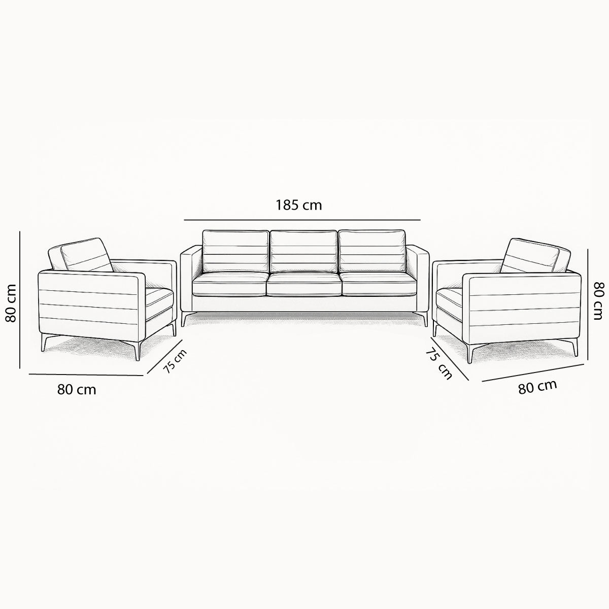 Office Sofa Set – Gray - Baran