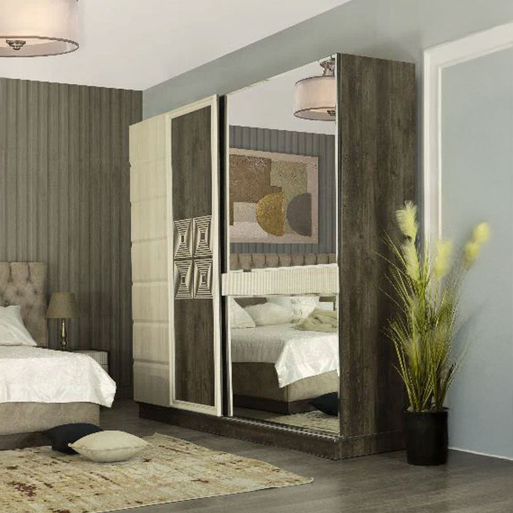 Florida Bedroom (Melamine MDF Panels) – Bed 180 cm, Dresser 120 cm, 2 Nightstands 60 cm, Wardrobe 260 cm
