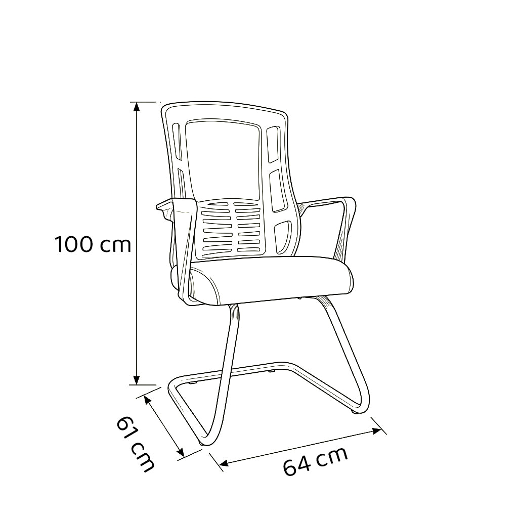 Fixed Back Office Chair 64*61*100 cm - Black - 908