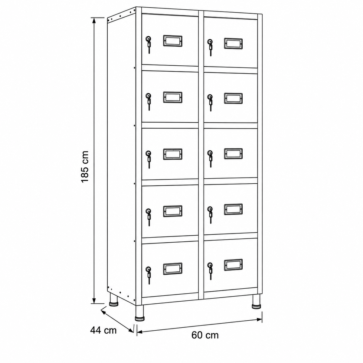 لوكر معدني بمقبض غاطس – 2×5 – 60 × 44 × 185 سم – AZ50102