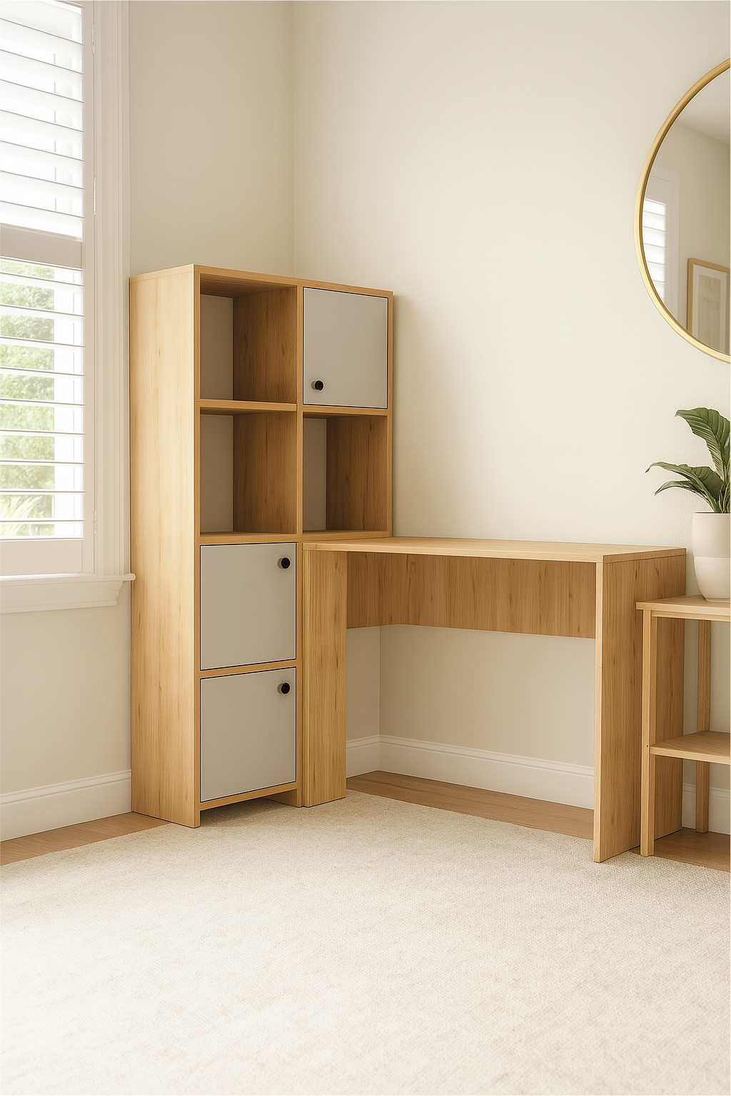 Desk 140 x 50 x 75 cm - White& wooden - AZ1105