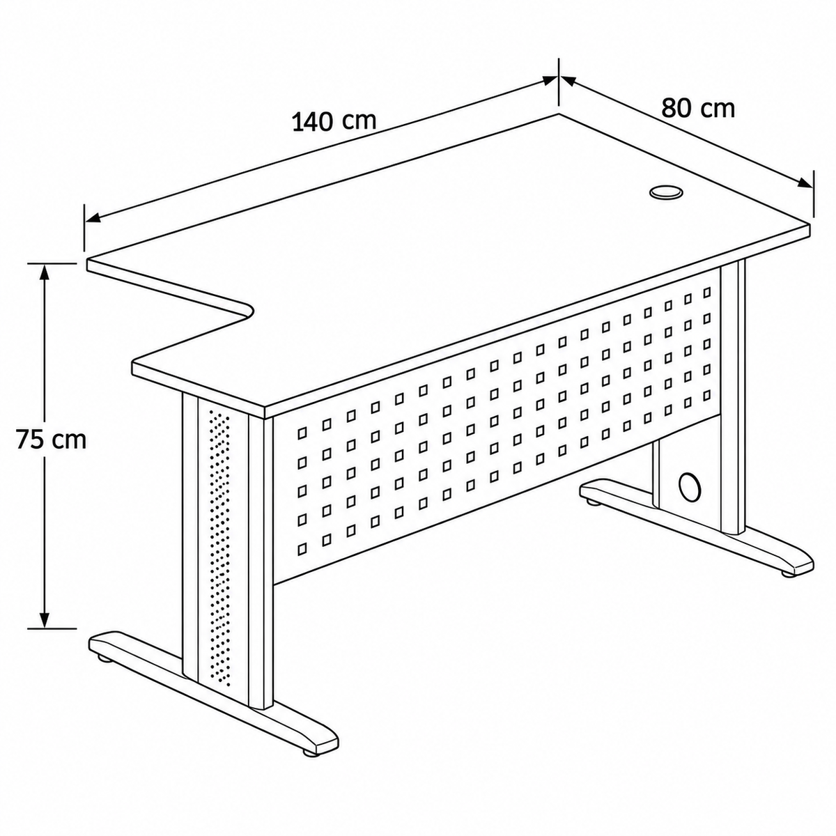 مكتب – 140 × 60 × 75 سم – شاسيه معدني – بني – AZ50128