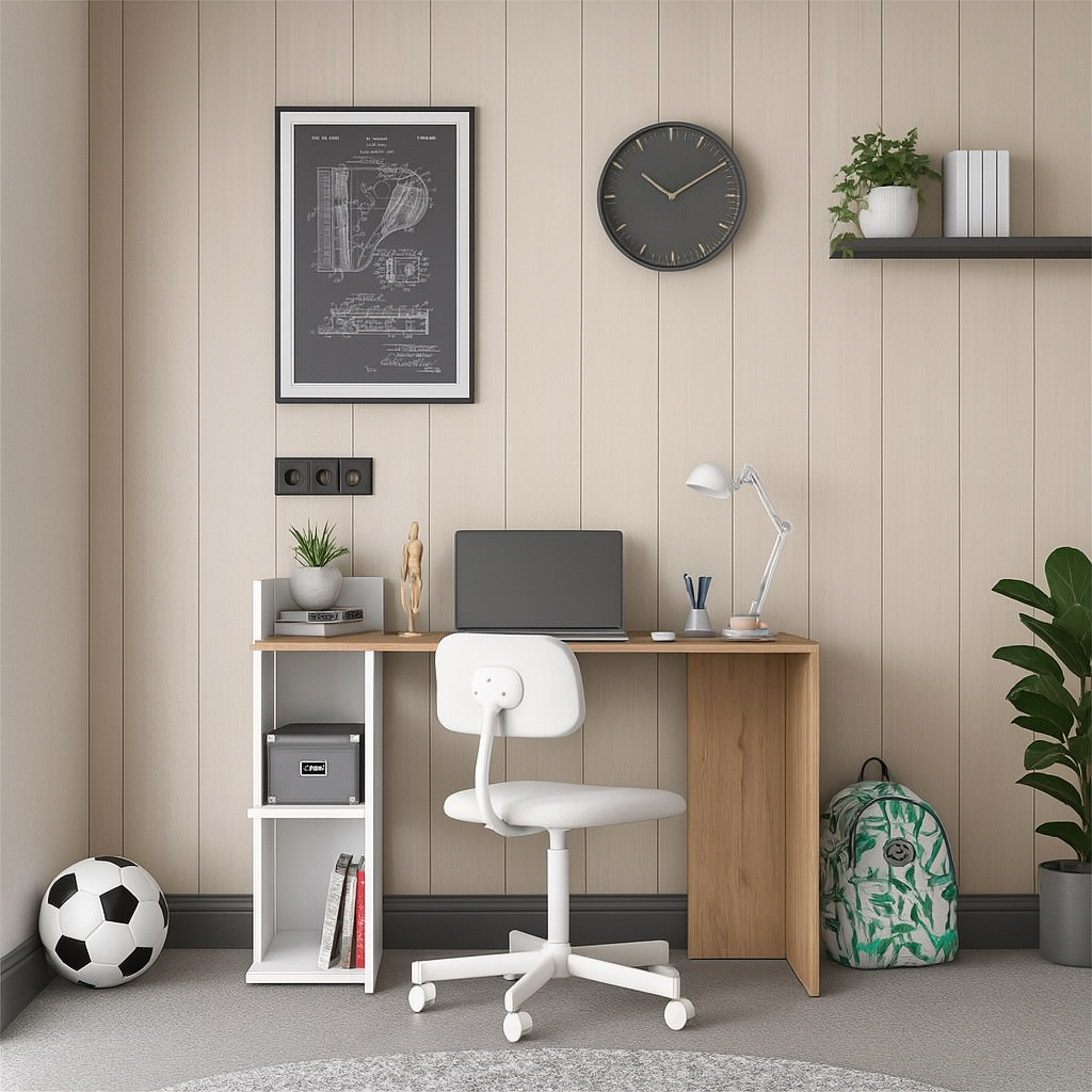 Desk 120 x 40 x 80 cm - White and Brown - AZ1077