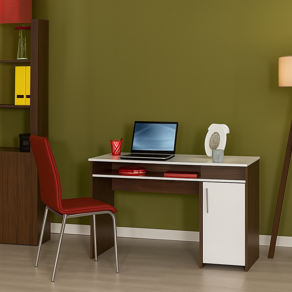 مكتب بمقاس 120 × 60 × 75 سم - أبيض وخشبي - AZ1174