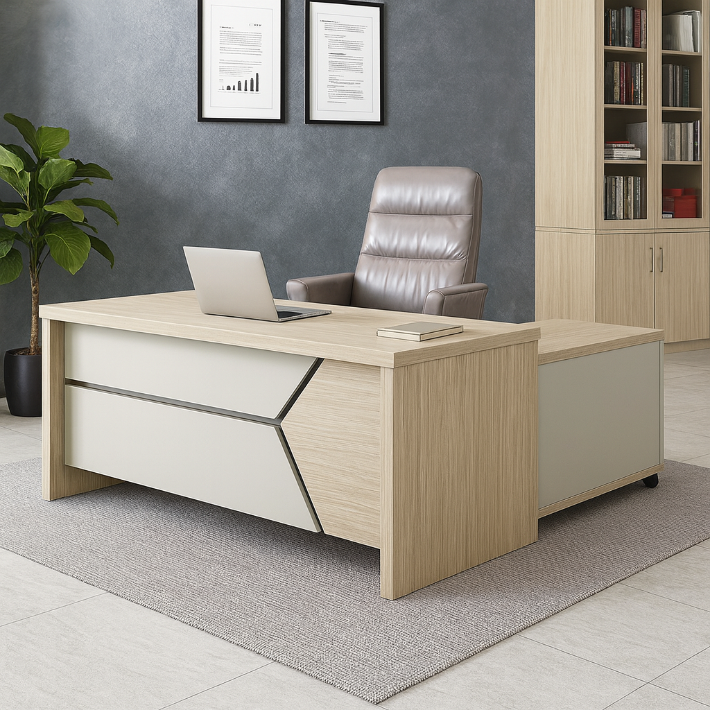 Desk 140 x 60x 75 - Beige and White - AZ1283