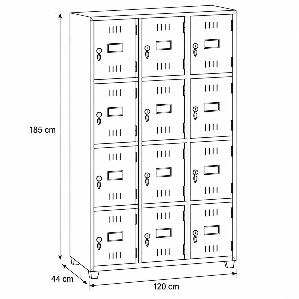 لوكر معدني بمقبض غاطس – 4×3 – 120 × 44 × 185 سم – AZ50103