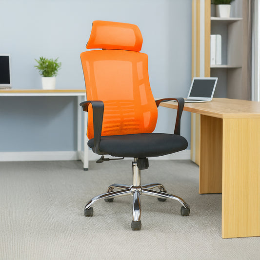 كرسي مكتب مودرن 118×64×61 سم - برتقالي وأسود - 908