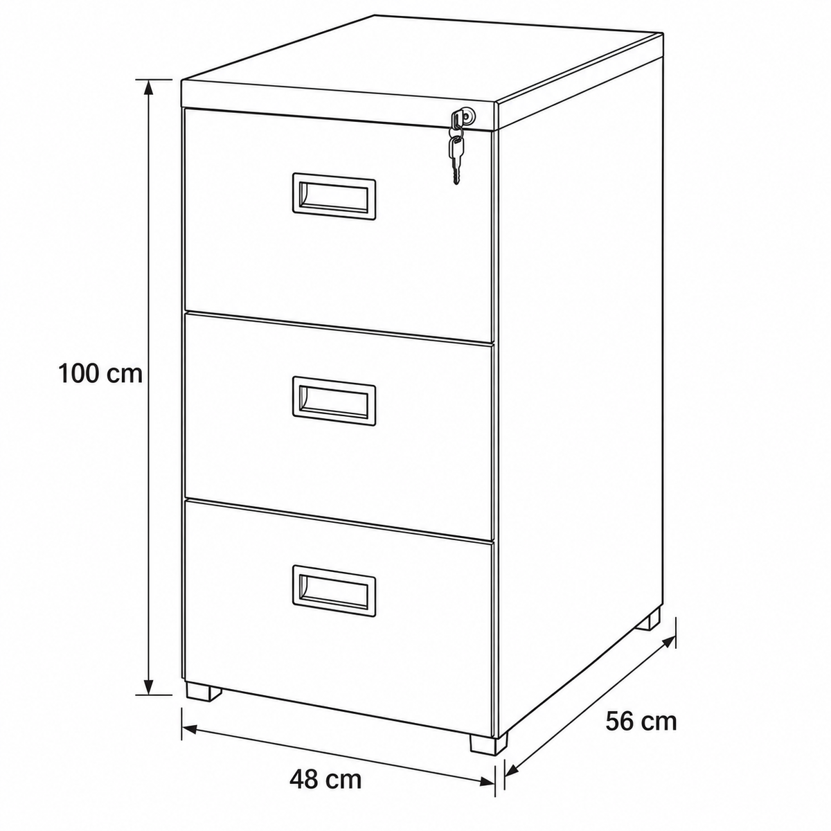 Unit Drawer – 3 Drawers – 48 × 56 × 100 cm – AZ10108