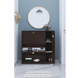 Shoe Cabinet, 80 × 35 × 110 cm - Brown and White - AZ4009