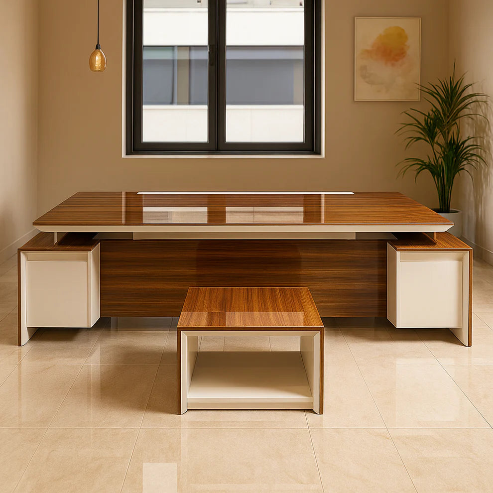 Desk 75*160*80 CM - Wooden and White - AZ120108