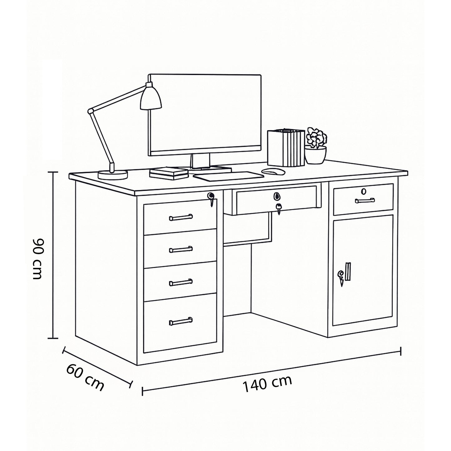 Desk 140 x 60 x 90 cm - White - AZ1013