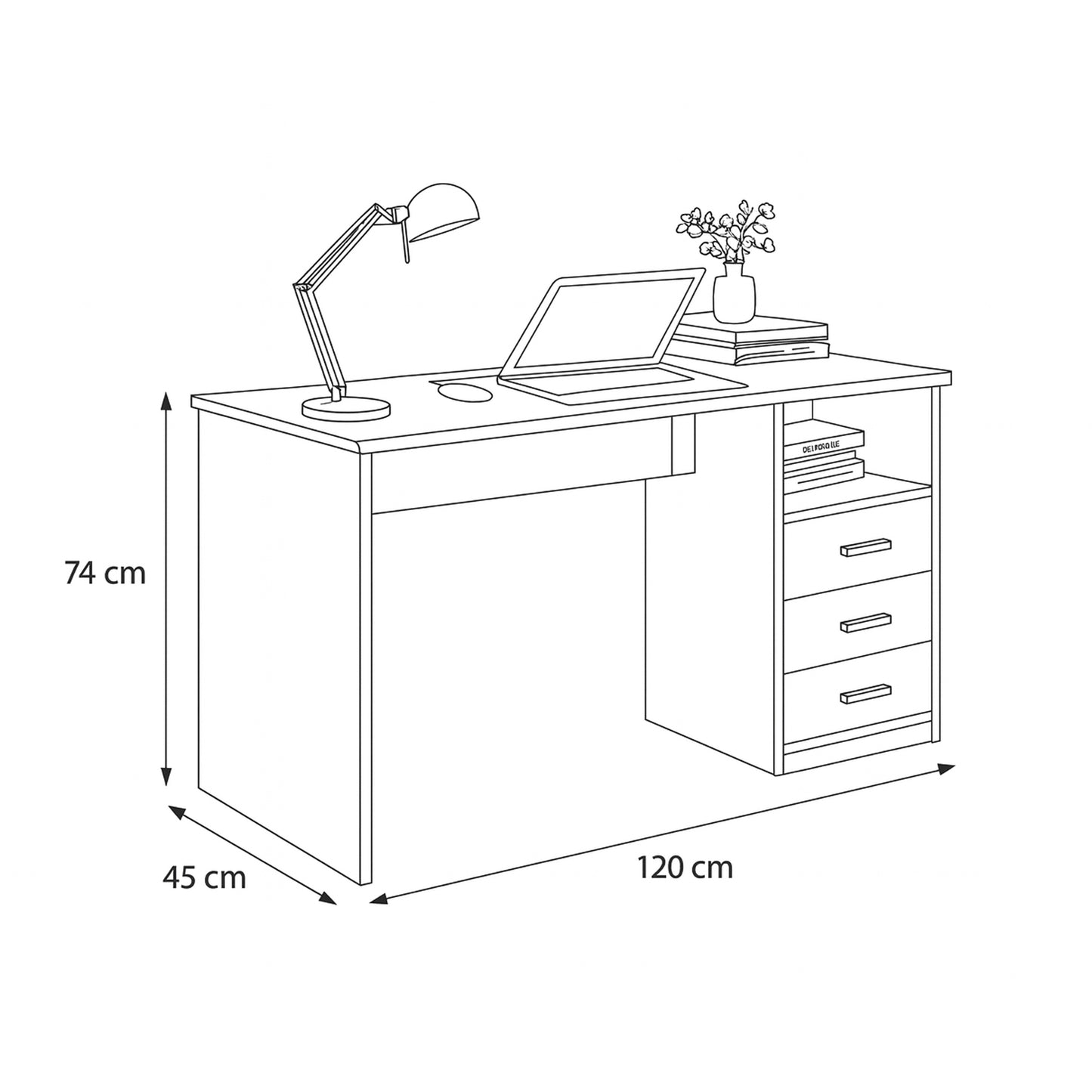 Desk 120 x 45 x 74 cm - Gray - AZ1015