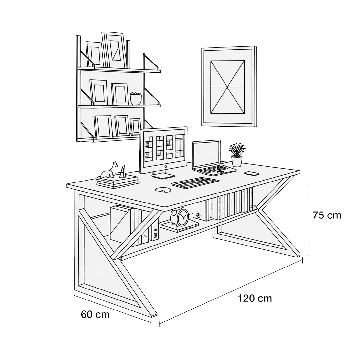 مكتب 120 × 60 × 75 سم – خشبي وأسود – AZ1026