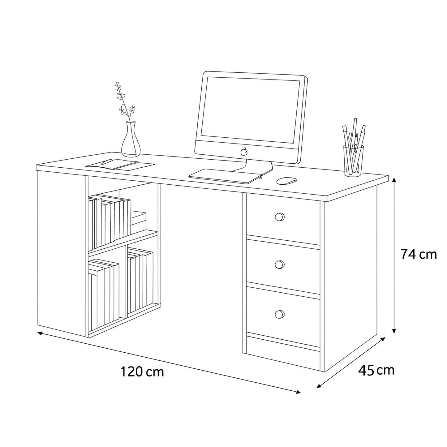 Desk 120 x 45 x 74 cm - Beige - AZ1042