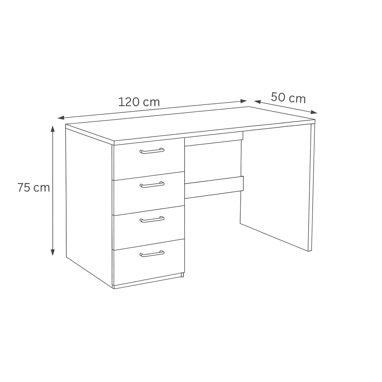 مكتب 120 × 50 × 75 سم - أبيض - AZ1045