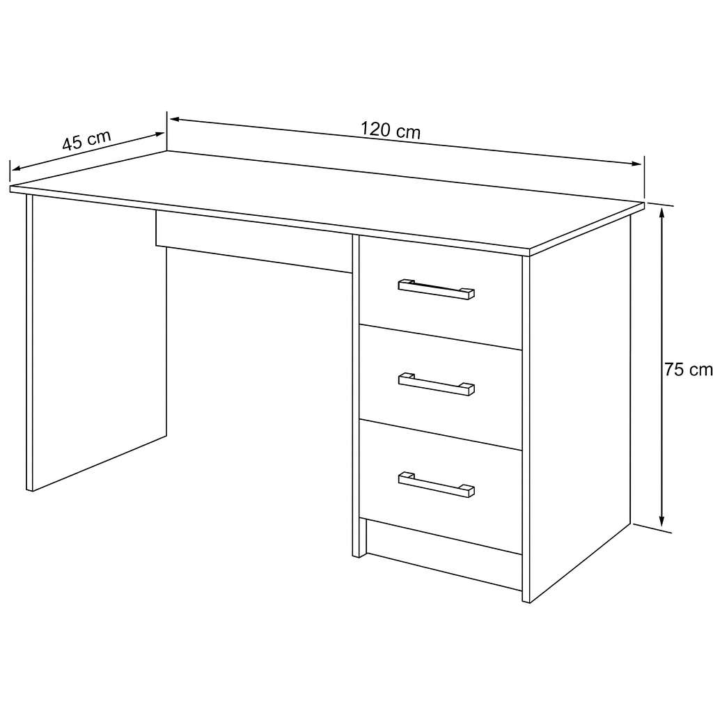 Desk 120 x 45 x 75 cm - White - AZ1047