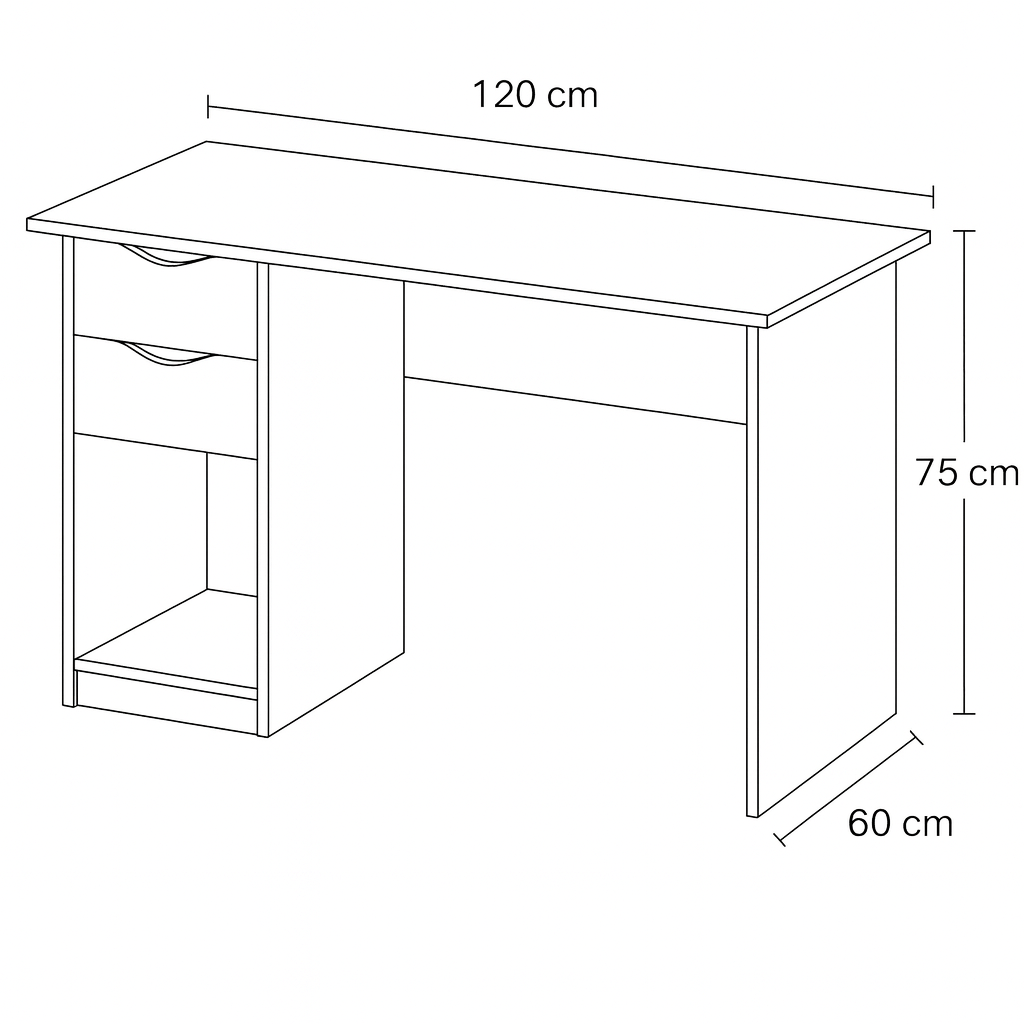 Desk 120 x 60 x 75 cm - Beige and White - AZ1064