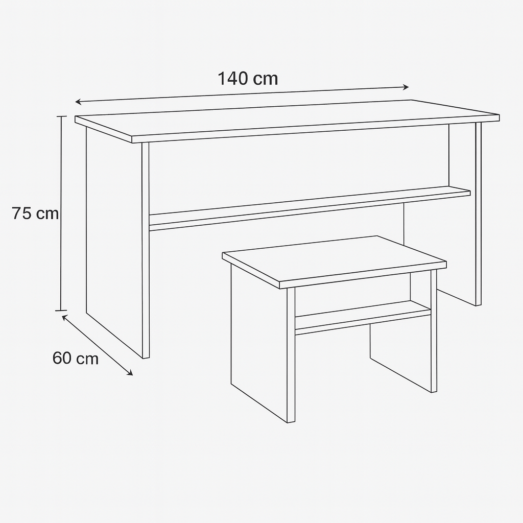Desk 140x 60 x 75 cm - White - AZ1083