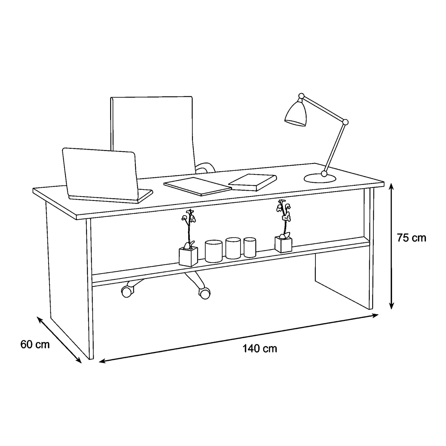 Desk 140 x 60 x 75 cm - White - AZ1086