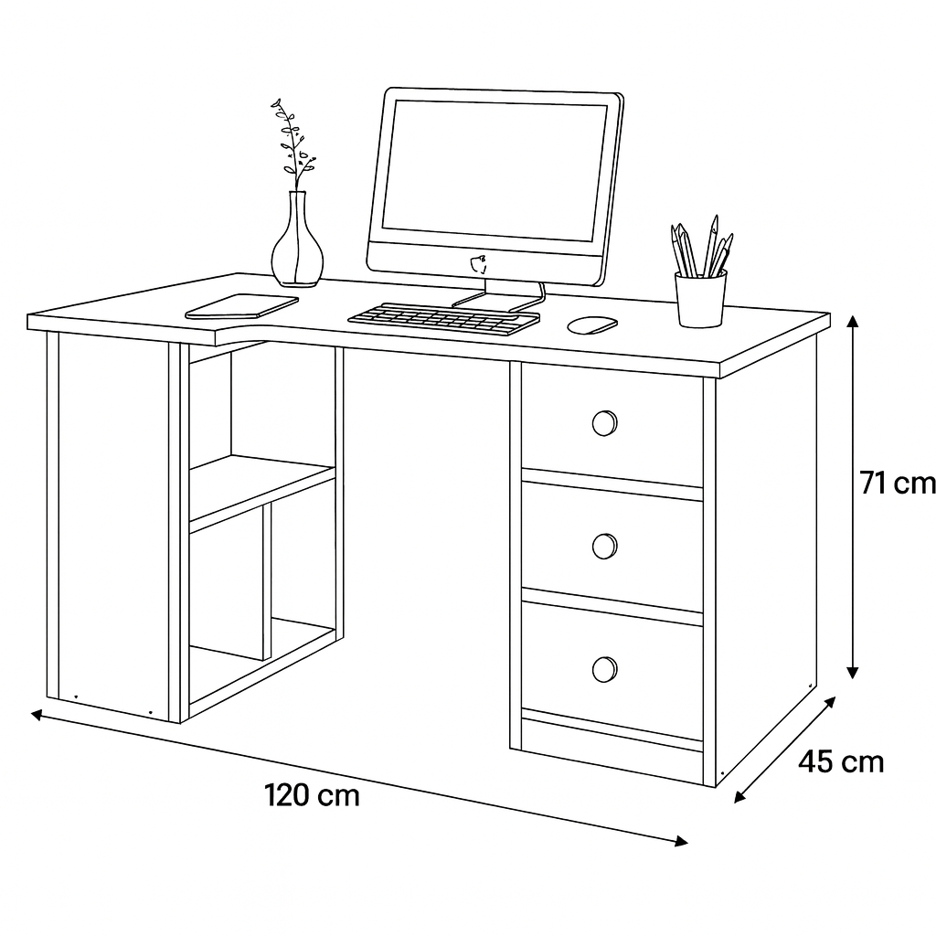 Desk 120 x 45 x 71 cm - wooden- AZ1091