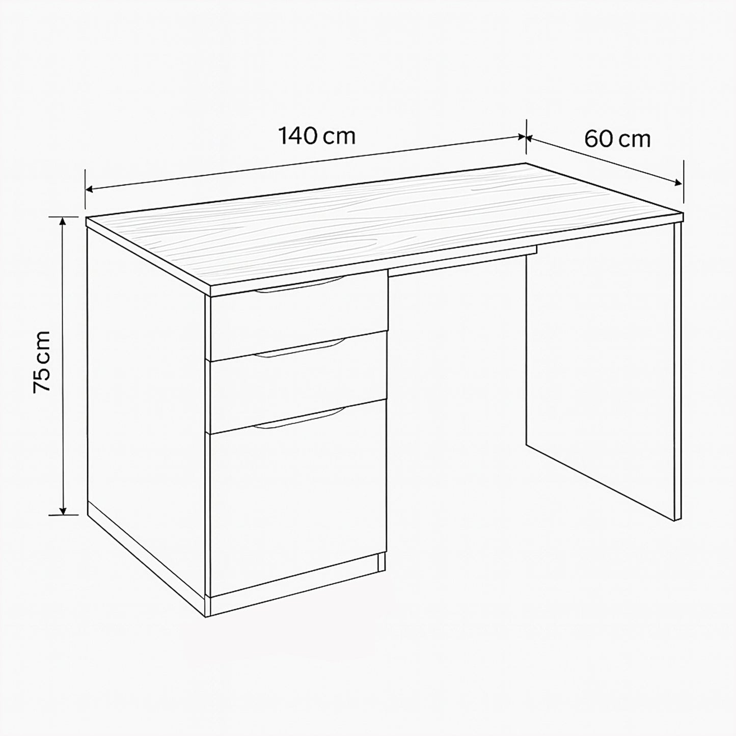 Desk 140 x60 x 75 cm - white &wooden - AZ1095