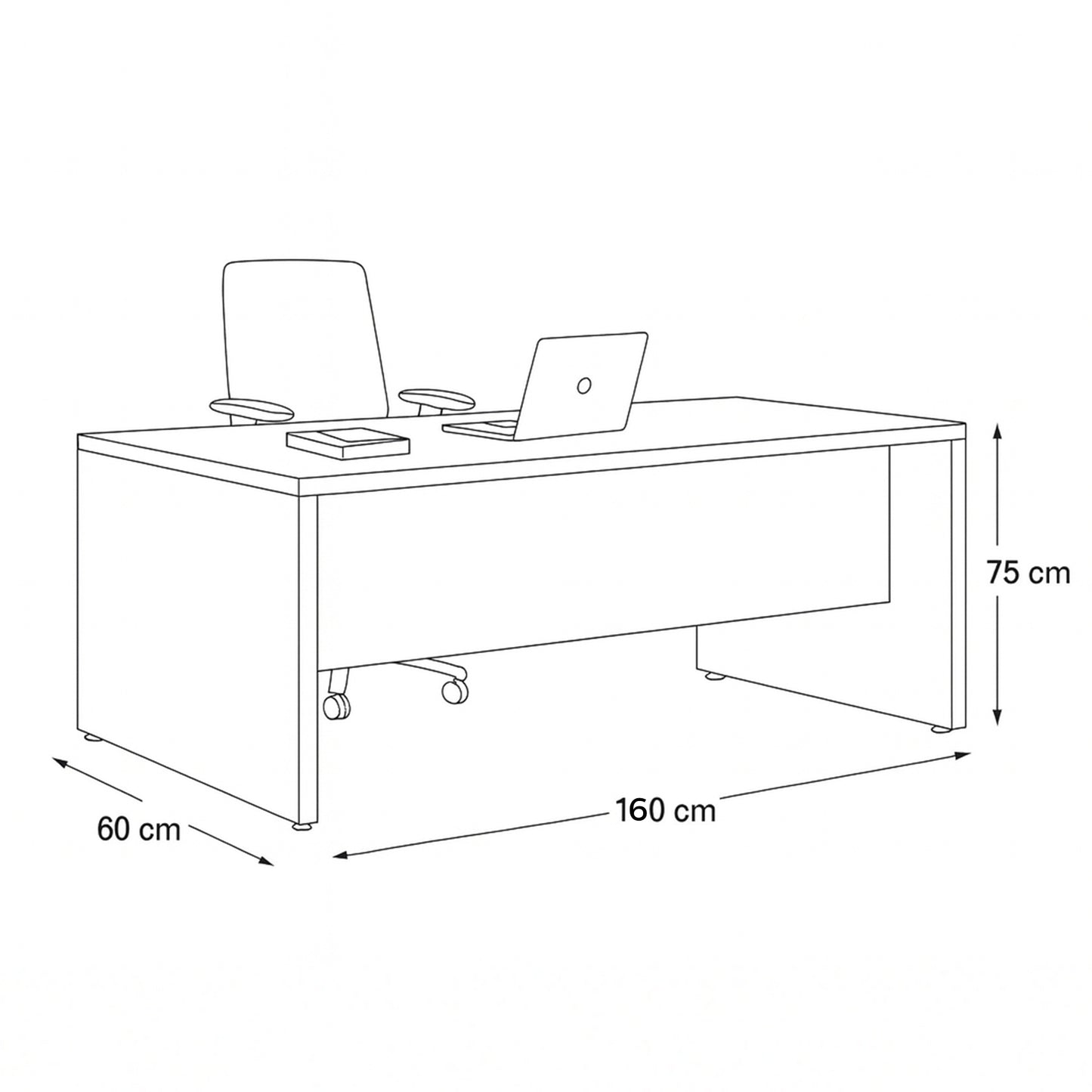مكتب 160 × 60 × 75 سم - خشبي وأبيض - AZ1098