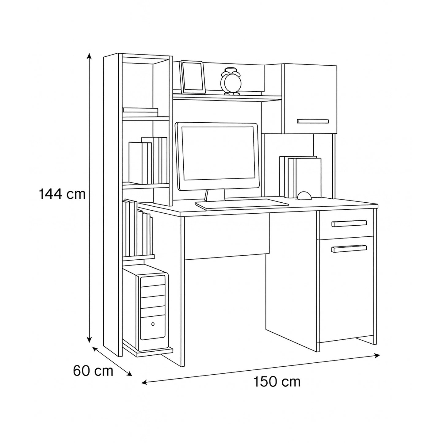 Desk 150 x 144 x 60cm - white - AZ1109