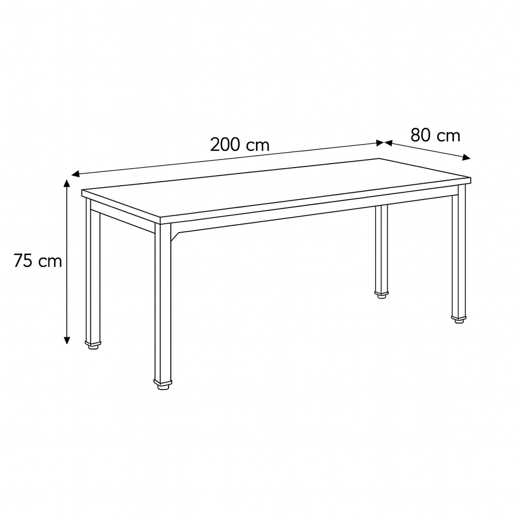 Desk 75 x 200 x 80 cm - Brown - AZ11124