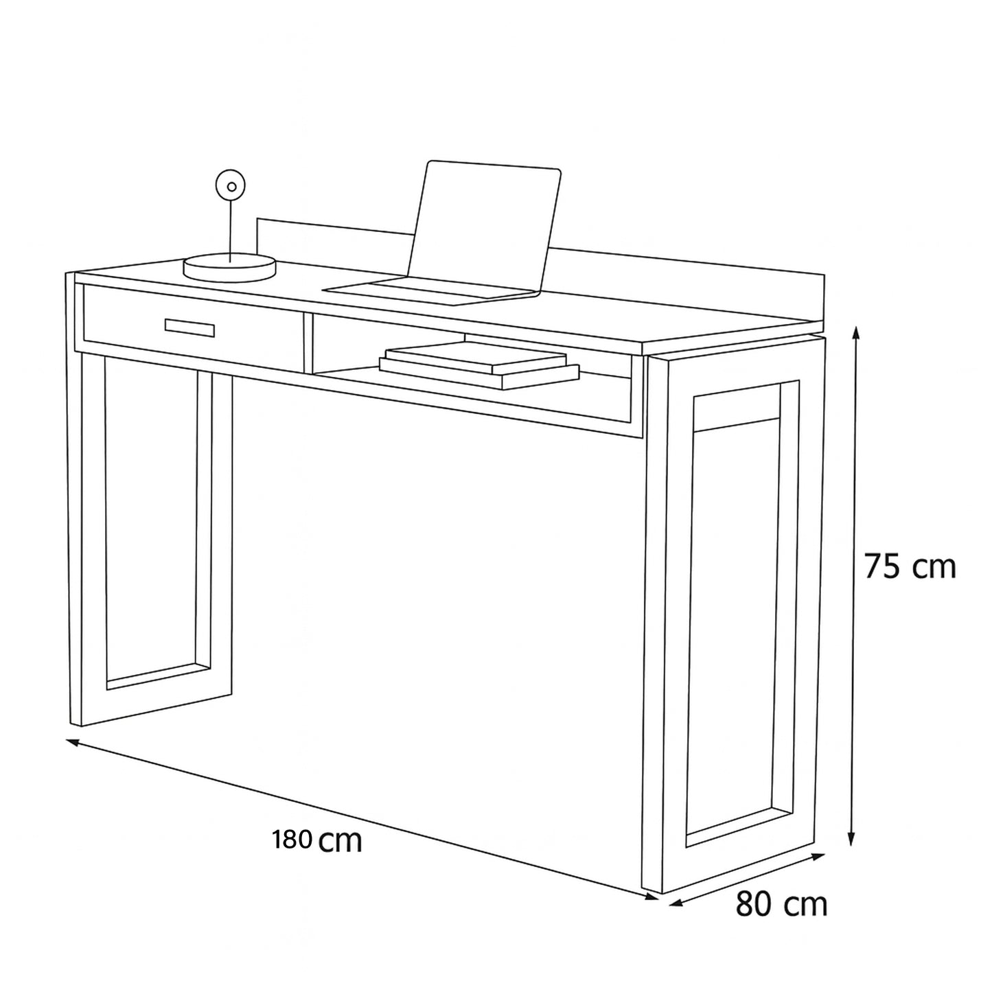 Desk 75 x 180 x 80 cm - Wooden and White - AZ11125