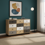 Unit drawer, 120 x 40 x 75 cm - Wooden & black & white- AZ111258