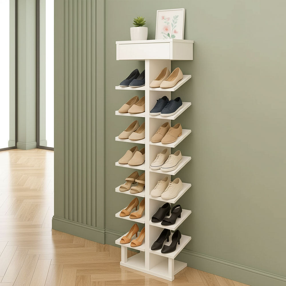Shoe cabinet 40 x 40 x 150 cm - White - AZ111314