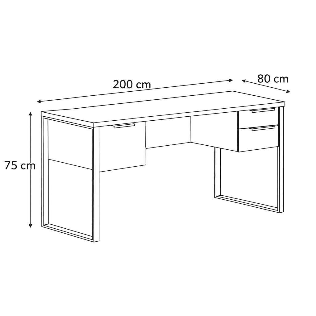 Desk 75 x 200 x 80 cm - Wooden - AZ11132