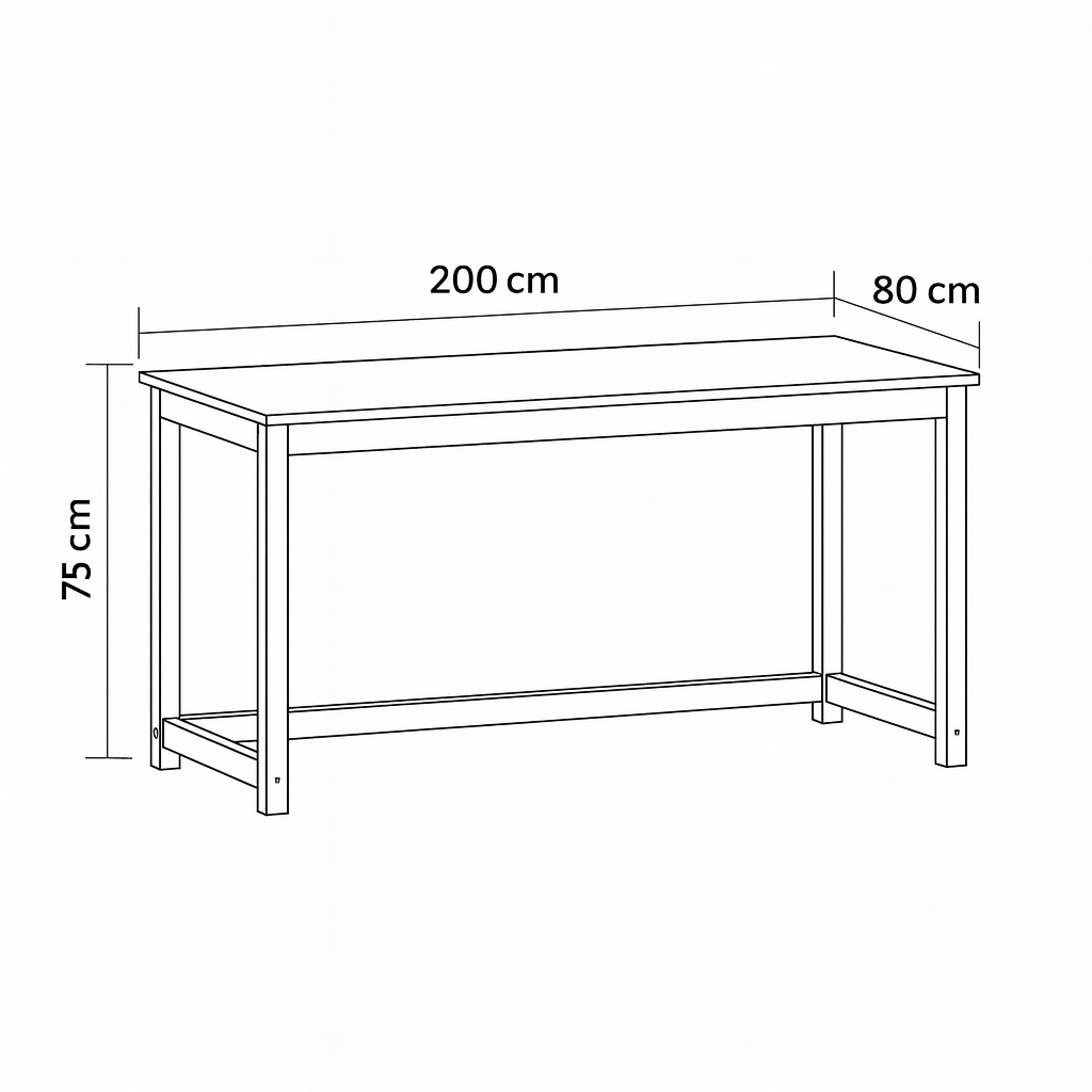 Desk 75 x 200 x 80 cm - White - AZ11133