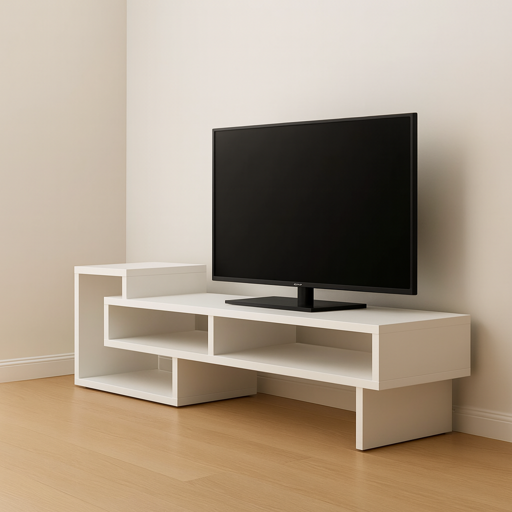 طاولة تلفزيون، 160 × 40 × 45 سم – أبيض – AZ111340