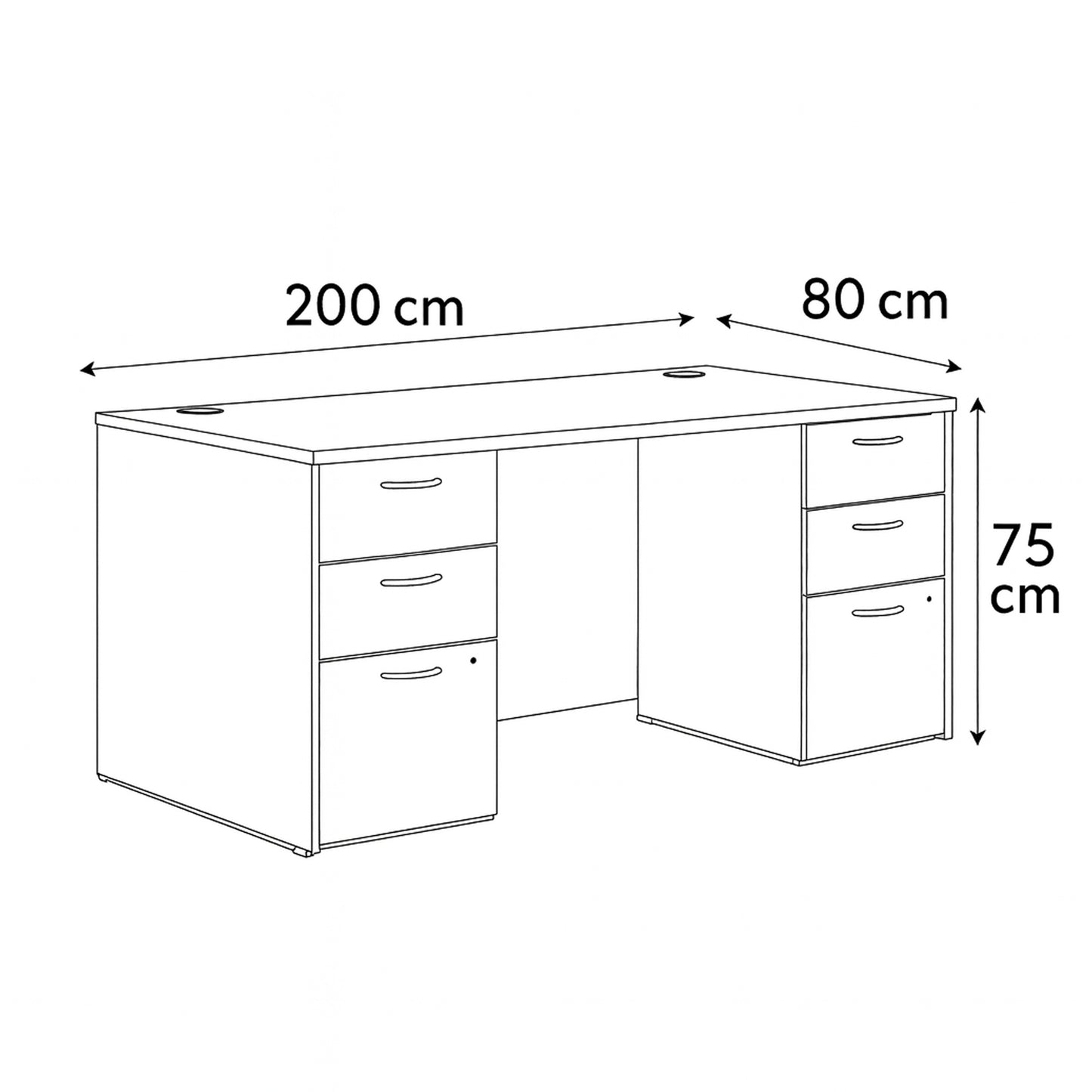 Desk 75 x 200 x 80 cm - Brown - AZ11145