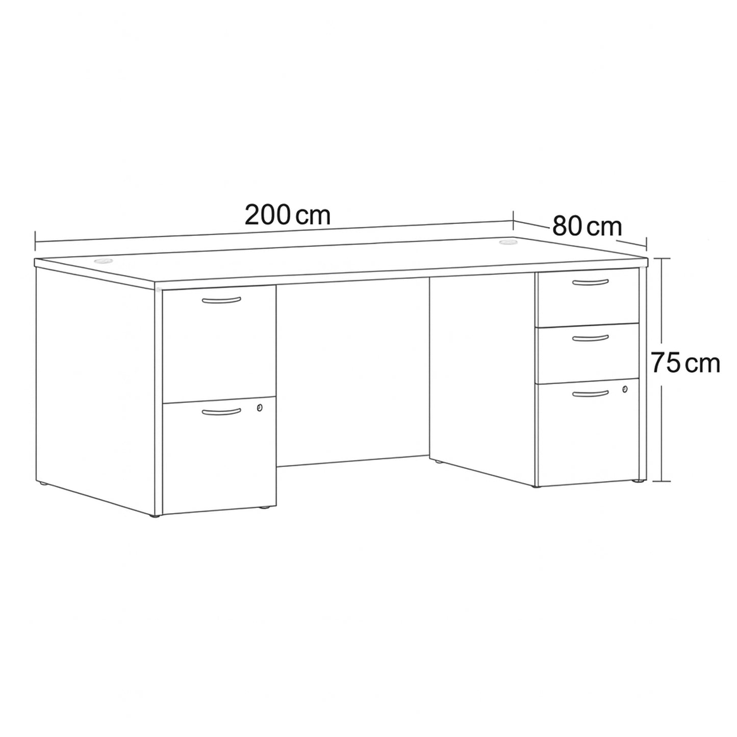 Desk 75 x 200 x 80 cm - Black - AZ11147