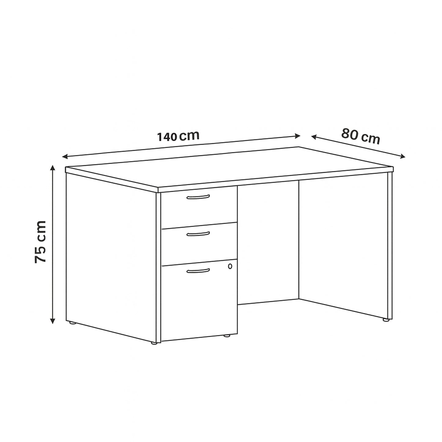 Desk 75 x 140 x 70 cm - Brown - AZ11148