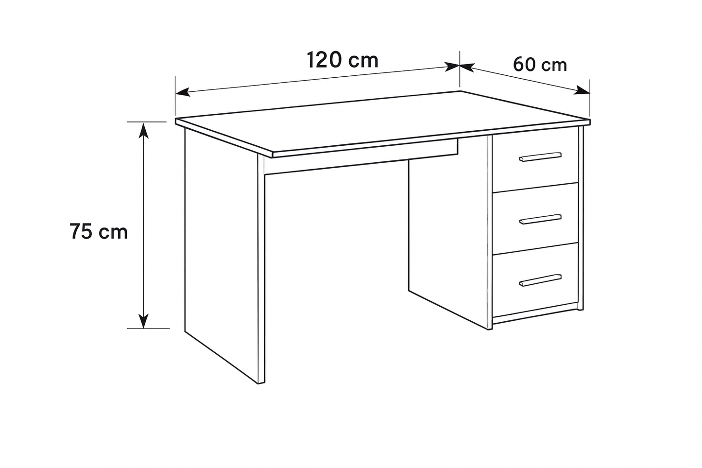 مكتب بمقاس 120 × 60 × 75 سم - أبيض - AZ1163