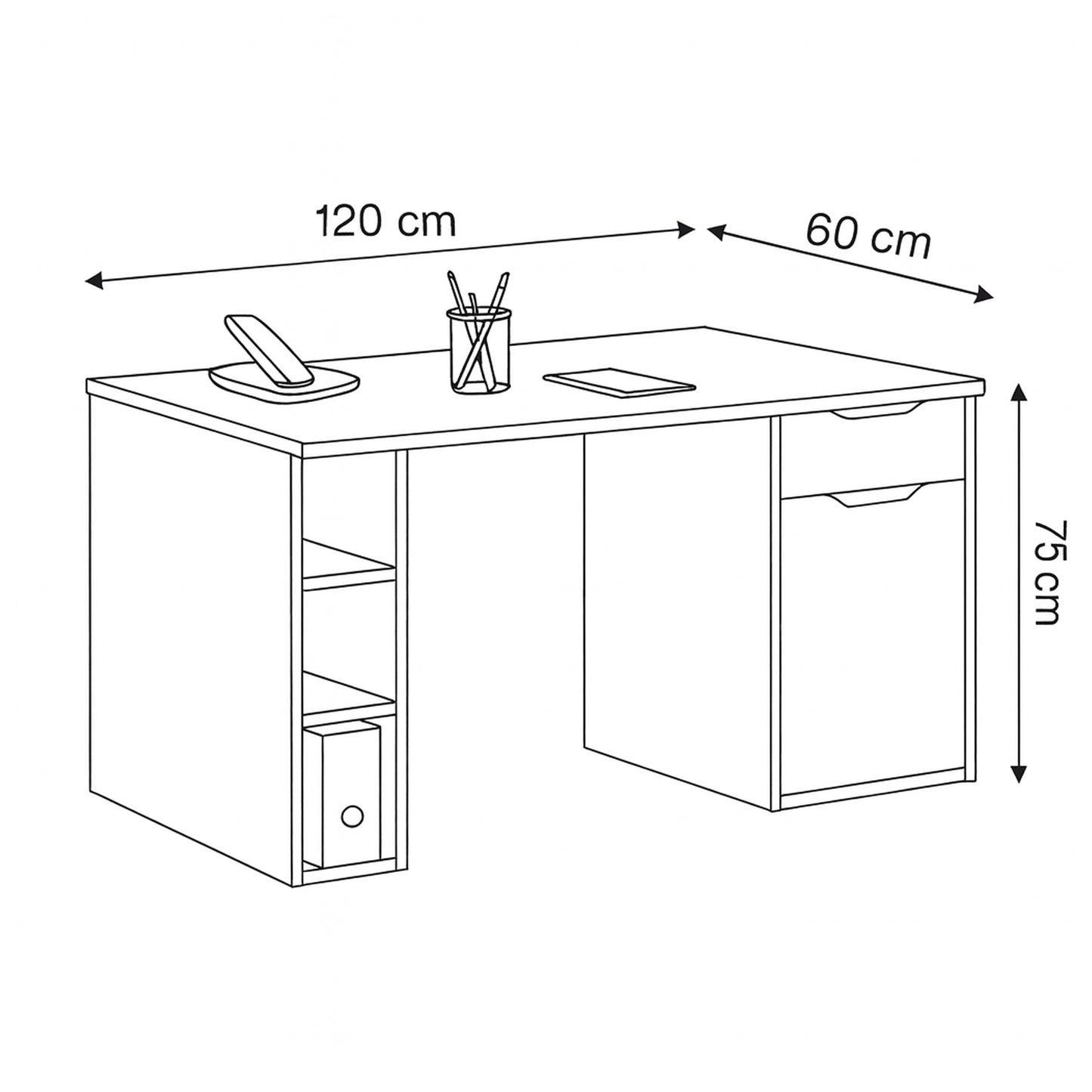 مكتب بمقاس 120 × 60 × 75 سم - خشبي - AZ1168