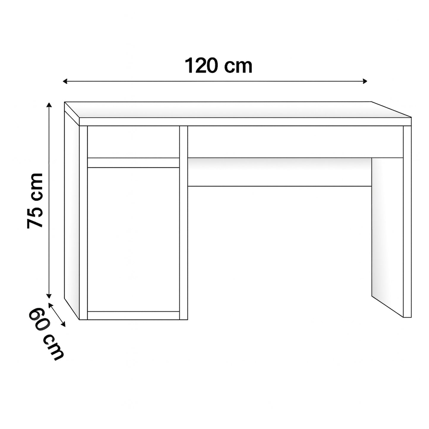 مكتب بمقاس 120 × 60 × 75 سم - أبيض - AZ1169