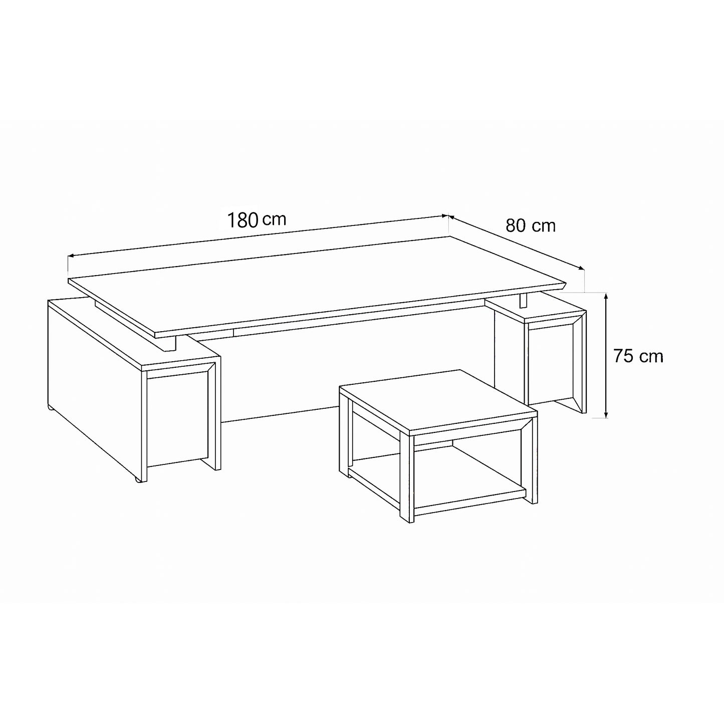 مكتب 180×80×75 سم - خشبي وأبيض - AZ120109