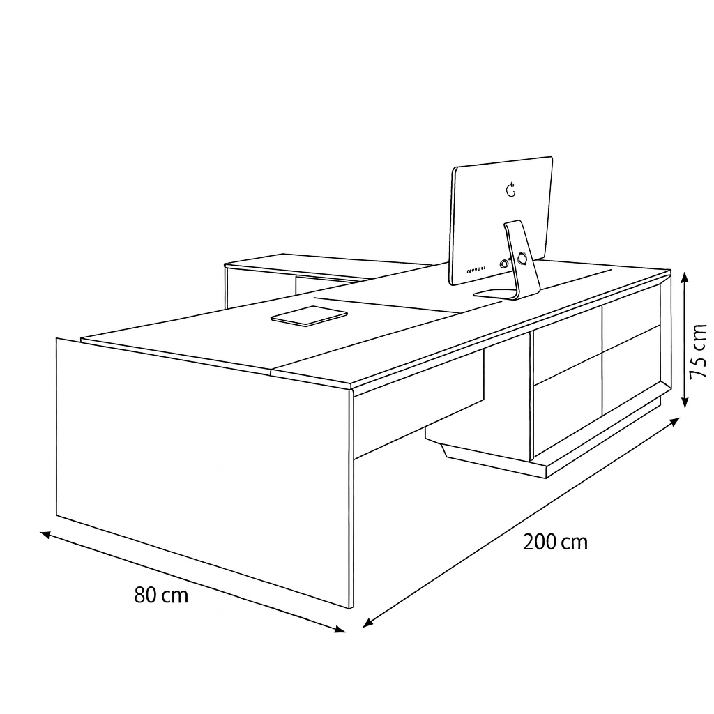 Desk 200*80*75 CM - Wooden and Black - AZ120116