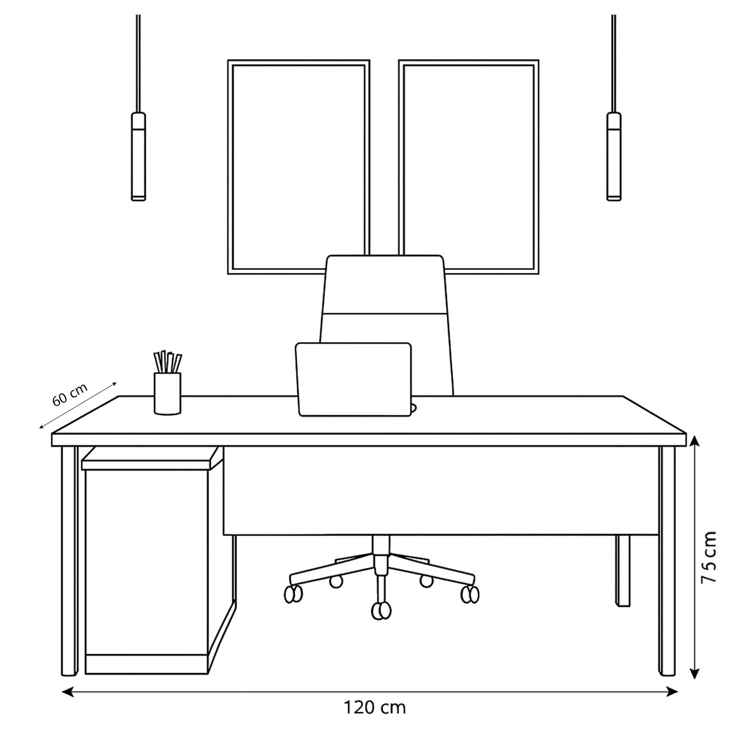 Manager's Desk 75*120*60 CM - Wooden and White - AZ120380