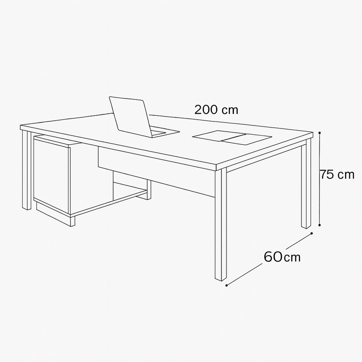 Manager's Desk 75*140*60 CM - Wooden and White - AZ12039