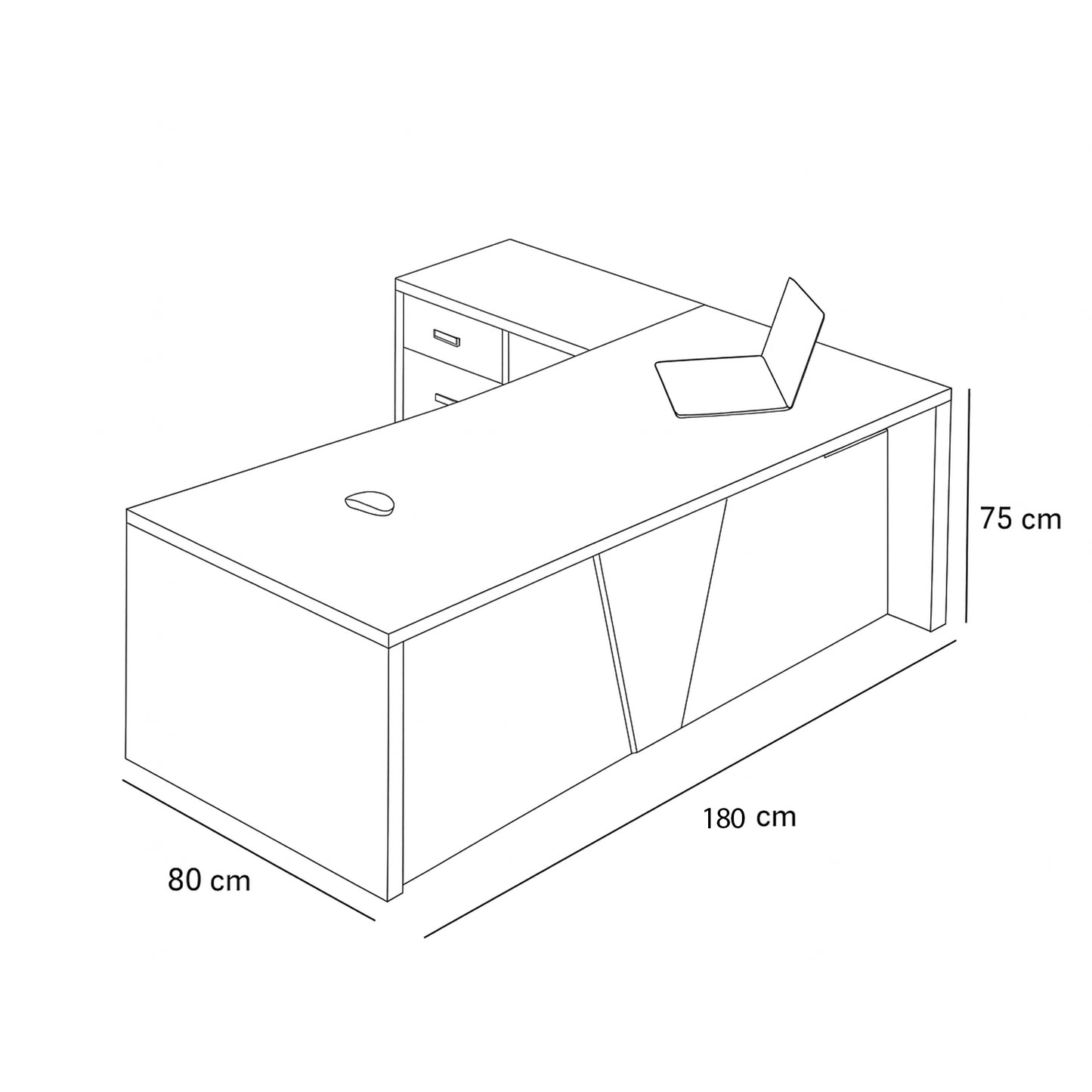 Manager's Desk 75*180*80 CM - Wooden and White - AZ12069