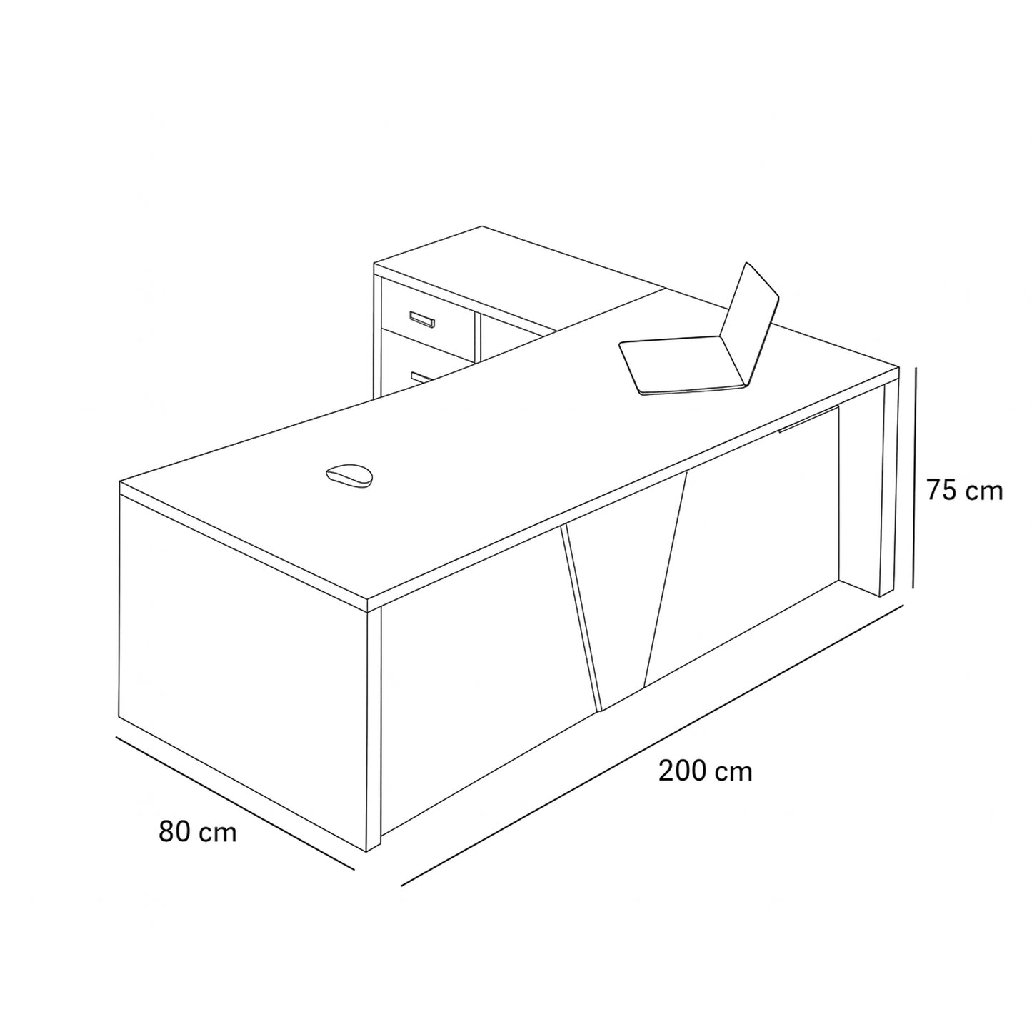 Manager's Desk 200*80*75 CM - Wooden and White - AZ12070